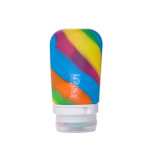 Image of humangear GoToob+ (Medium) | Refillable Silicone Travel Bottle | Locking Lid | Food-Safe Material | Rainbow, Medium (2.5 fl.oz.; 74ml)
