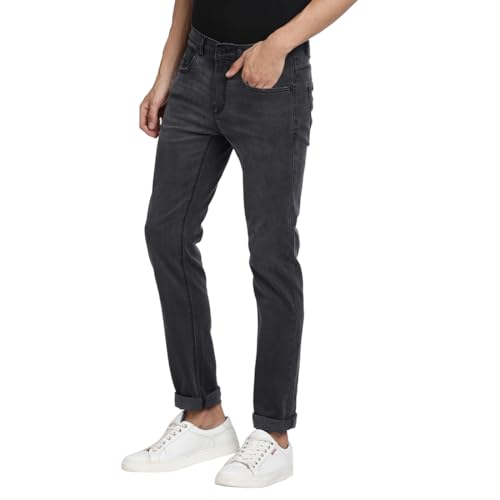 Jean stretch coton ajusté gris foncé Turtle à élasticité maximale