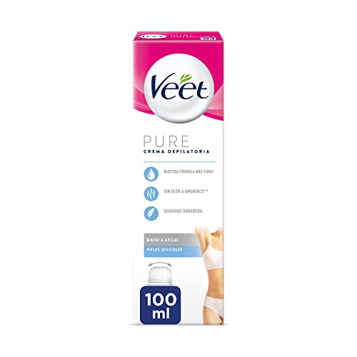 Veet Crema Depilatoria Mujer para Axilas y Área del Bikini con aplicador Roll-On para Pieles Sensibles - Suavidad Duradera - 100ml