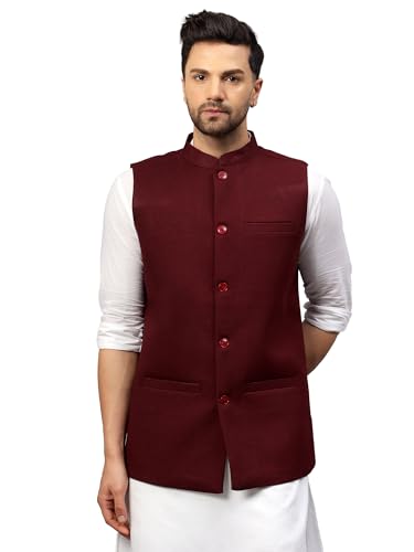 Image of LATEST CHIKAN Men's Traditional Tweed Cotton Checkred Premium Nehru Jacket /Waistcoat