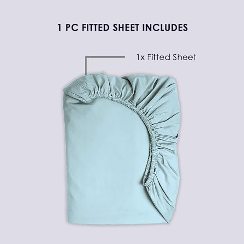 Pizuna Luxury Cotton European Single Fitted Sheet Baby Blue - Image 4