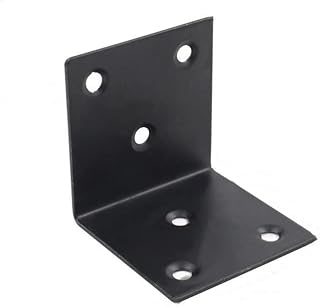 4 piezas de acero inoxidable soporte soportes en forma de L negros fijación del ángulo recto muebles de muebles de muebles de hardware de hardware(G)