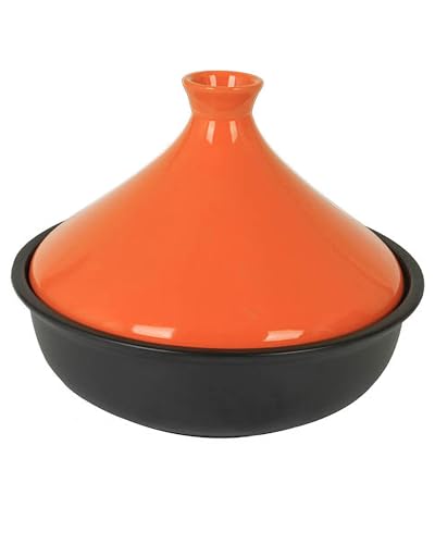XIUCAI 1-3people Tagine Cooking Pot, Moroccan Ceramic Handmade Pots With Lid, High Temperature Resistance and Moisture Retention, for Your Kitchen, Restaurant,Orange