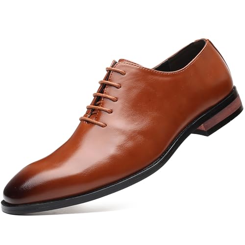 Men's Lace-up Dress Oxford Shoes Fashion Retro British Style Pointed Toe Formal Wedding Shoes