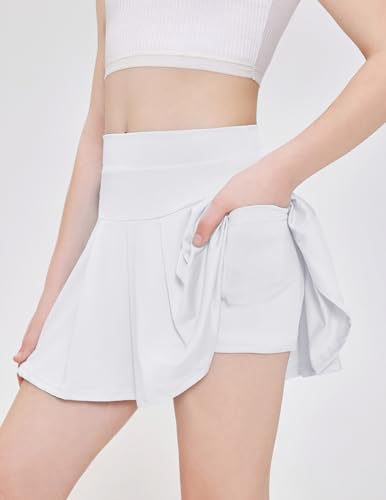Image of Arshiner Girl's Tennis Skirts with Shorts Athletic Pleated Skirt Workout Performance Skorts with Pockets for Kids 4-13Y