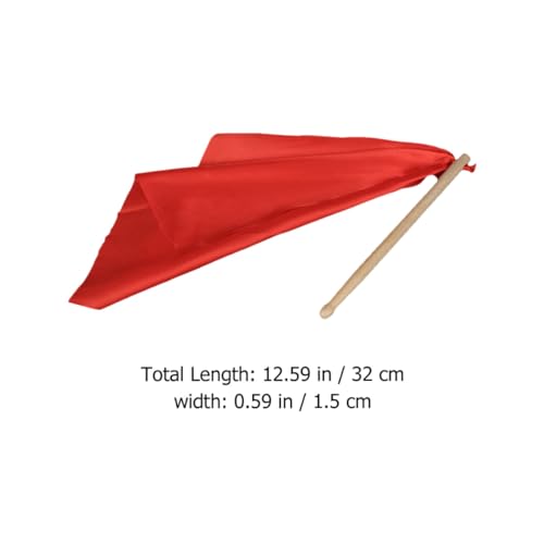 Baquetas de madera para percusión Beaupretty con cinta de seda roja de 37 x 37 cm, par de baquetas de 25 cm para tambor de cintura, accesorios para actuaciones tradicionales de león y tambores militares miniatura 2