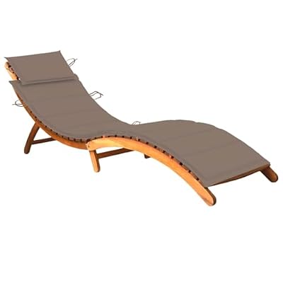 GHVBNMF Sun Lounger Taupe Solid Acacia Wood Foldable Outdoor Recliner Chair with Multi-Position Adjustable Backrest for Patio Garden Terrace and Poolside Use 21.7 x 72.4 x 25.2 in