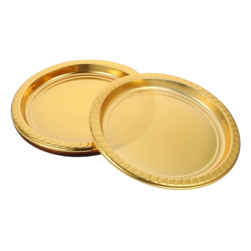 Abaodam 20個 使い捨てラウンドパーティープレート金色製大容量スナックトレイ家用フルーツホルダー宴会用軽量デザート皿