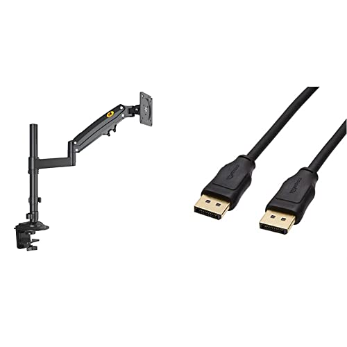Ergosolid Tischhalterung mit Gasfeder für 22-35 Zoll LCD-Bildschirme mit VESA max. 100 x 100 mm, bis 12 kg, H100, 22“ - 35“ & Amazon Basics - Verbindungskabel, DisplayPort auf DisplayPort, 3 m Cover
