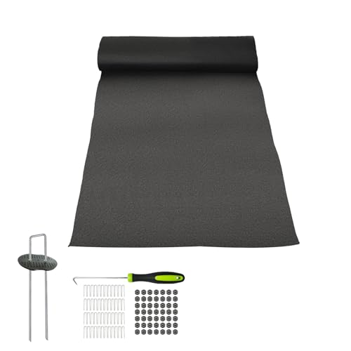 Fkstyle 【極厚3mm】雑草根絶フェルトシート 驚異の遮光率99.99% 10年耐久 高密度防草シート 水はけ抜群 施工簡単 環境配慮型 凸凹地面対応 選べる2サイズ 1m×30m/50m (1m×30m(ペグ 50セット))