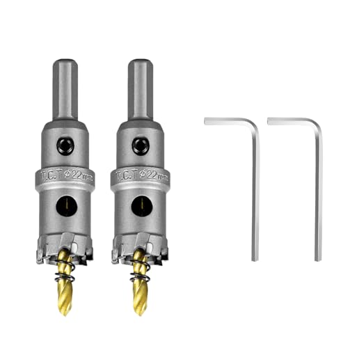 Image of SALI 7 /8 inch (22mm) TCT Hole Saw Kit Tungsten Carbide Tipped Hole Saw Drill Bit with Titanium-Plated Pilot Drill bit for Metal, Stainless Steel, Iron, Wood, Plastic 2pcs