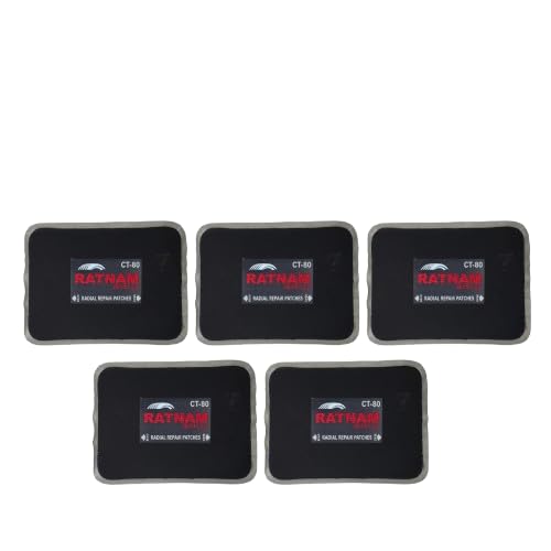 Image of Radial Tyre Repair Patch Size 80 | Heavy-Duty Radial Tubeless & Tube Tyre Puncture Patch | Strong Adhesive Rubber Patch for Car, Bike, Scooter & Tractor Tyres | Box of 5 Pcs