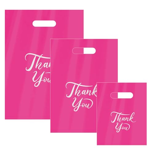 300 bolsas de agradecimiento, bolsas de compras de 3 tamaños para negocios pequeñas con asas, bolsas de regalo de plástico, bolsas de venta al por menor, bolsas de mercancía a granel para tiendas de