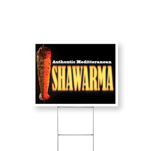 Authentic Mediterranean Shawarma Yard Sign 12 Inch x 16 Inch