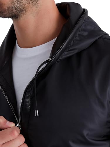 Men's Reversible Leather Bomber Jacket with Hood - Real Genuine Lambskin Leather Jacket for Men 7