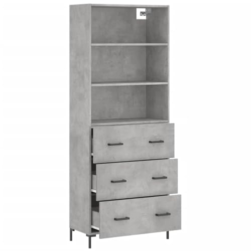 Xichuzi Aparador Alto Madera contrachapada Gris hormigón 69,5x34x180 cm, Mueble Salon, Aparadores para Salon, Mueble Comedor, Mueble Auxiliar, Aparador Cocina, Aparador Entrada Recibidor - 3189385 - imagen 4