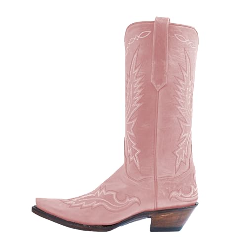 WINDBXYB Western - Style Embroidered Boots, Leather Mid - Calf Pointed - Toe Boots, Classic Cowboy Riding Boots