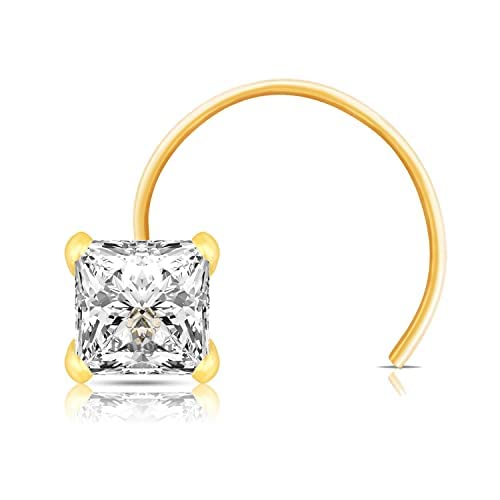 Raigur14K Gold Taar Nose Stud For Girls & Women || Square Style Gold Nose Ring Studs Diamond Nose