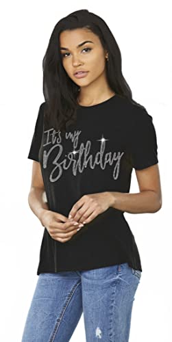 Rhinestonesash TEE0ITSMYBDYGLMRST - BGBLK - 004 Birthday Tees For Women - Glam Rhinestone It'S My Birthday T-Shirt thumb #4