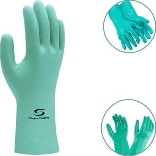 Kit 5 Luva Nitrilica Verde Com Forro Super Nitro Green Super Safety C.A.: 33334 Cozinha Produto Quim