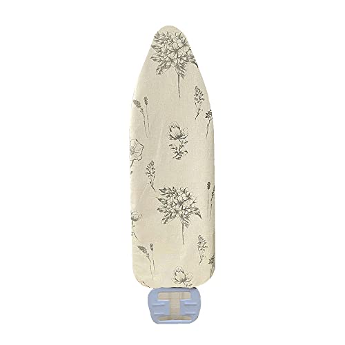 Highdi Funda Tabla Planchar 140x50cm, Ajustable Universal Funda Tabla Planchar, Patrón Flor, Apta para Planchado al Vapor con Paño de Protección (140x50cm,Flor Beige)
