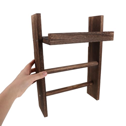 Toallero escalera de madera multi capa con estante para organización hogar 5