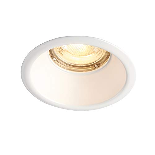 Fire Rated Anti Glare Downlights, Matt White Low Profile Bathroom/Shower Waterproof IP65 Ceiling Lights, GU10 LED Recessed Ceiling Lights, Dimmable Spotlights Downlights - Pack of 4