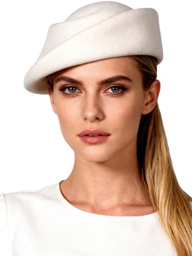 Small Top Hats for Women Elegant Winter Vintage Beret Wool Felt Fedoras Ladies Luxury Wedding and Church Cap Female White
