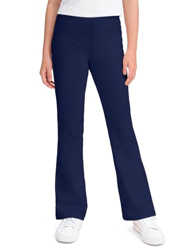 KEREDA Girls Flare Leggings School Uniform Pants for Girls Bell Bottoms Cotton Clothes for Kids 5-6 Years Navy