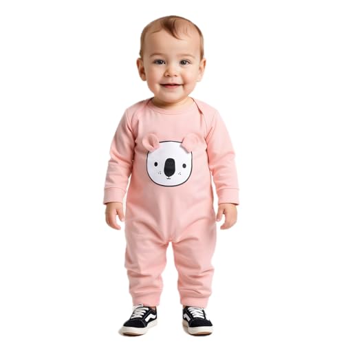 Image of 100% Cotton Animal face Print with 3D ears Rompers Sleepsuits Jumpsuit Night Suits for Infants Newborn Baby Boys & Girls