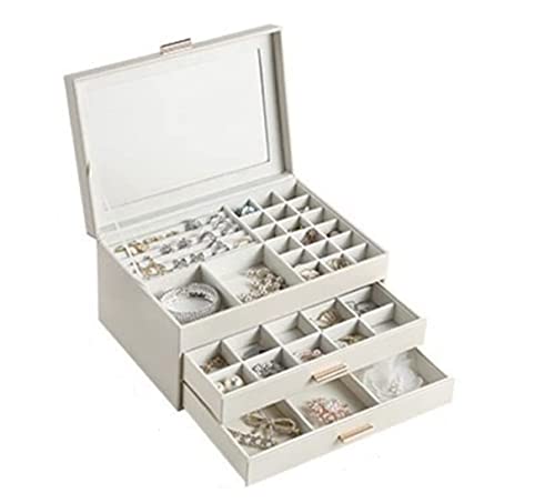 Boîte à bijoux double couche et organiseur de tiroir à couvercle pour ranger vos colliers