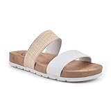CLIFFS BY WHITE MOUNTAIN Tahlie Women's Slide Sandal, White/Burn/Raffia, 7.5 M