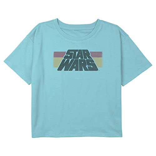 STAR WARS Girl's Distressed Horizontal Stripe Logo T-Shirt