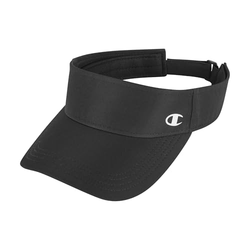 Champion Women's Solid Adjustable Visor, Black/White, One Size