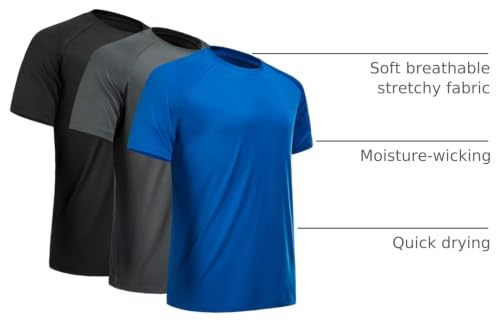 Image of Workout Shirts for Men Short Sleeve Quick Dry Gym T Shirt