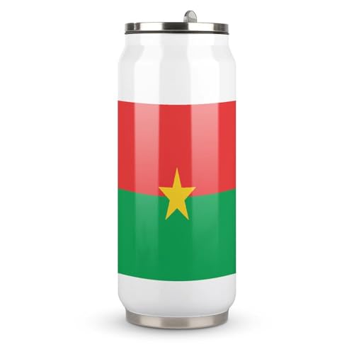 Yelolyio Taza de café con aislamiento de acero inoxidable vintage de Burkina Faso, con tapa y pajilla, vaso de viaje para bebidas frías y calientes, 500 ml