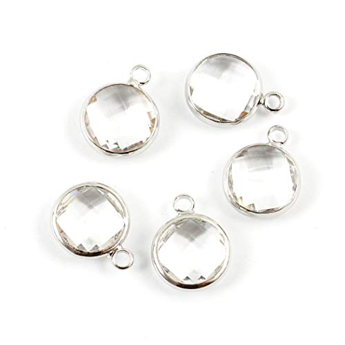 Adabele 20Pcs Grade A April Diamond Clear Birthstone Charms 6Mm (0.24 Inch) Silver Plated Crystal Pendant Drop Beads For Jewelry Craft Making Ccp2-S4 #TOP1