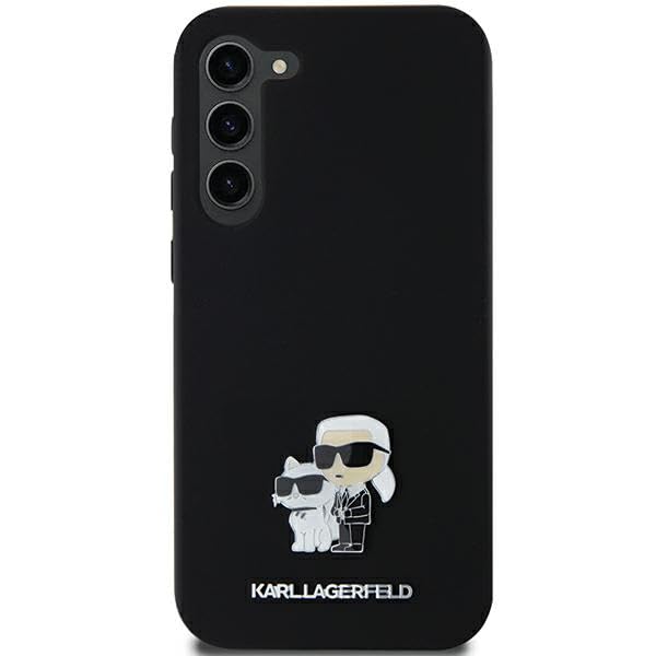 CG MOBILE Karl Lagerfeld KLHCSA35SMHKCNPK Étui Rigide en Silicone Noir pour A35 A356, épingle métallique Karl & Choupette