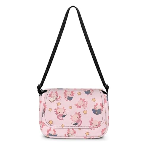 Star Axolotl Book Small Purses for Girls Crossbody Shoulder Bag for Kids Mini Messenger Bags with Zipper Pockets Adjustable Practical Crossbody Bag for Travel2