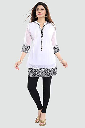 Image of Keshubaba Women's Short Tunics with Neckline Embroidery |Kurti Tops | Short Kurti | Short Kurti for Women | Short Kurti for Girls