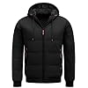 TOMEEK Manteau Homme Hiver Thermique Veste Polaire Manteaux Parka Chaud Blousons Doublure épaisse Hommes Hiver Veste Coupe-vent Jacket avec Capuche Zippé Poches(Noir,XL)