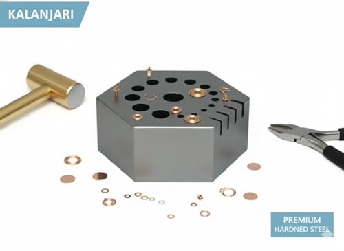 Image of 42mm Hexagonal Riveting Anvil - Multi-Functional Hex Steel Bench Block for Jewelry Making, Drilling, & Metal Smiting (19mm Thickness)