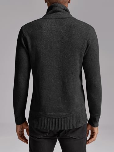 Makkrom Mens Shawl Collar Sweater Cable Knit Pullovers Casual Fall Winter Button Long Sleeve Classic Dress Sweater3