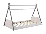 Vente-unique-Cama Tipi - 90x190 cm - Pino - Blanco y Gris - Sioux