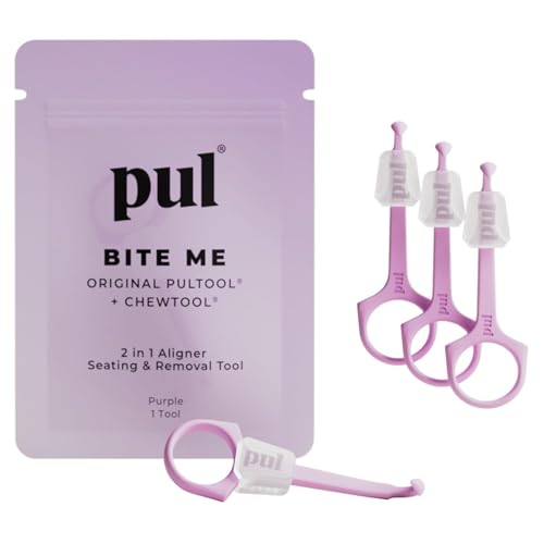 Image of PUL 2 in 1 Clear Aligner Chew and Remover Tool - Purple | Chewie Combo + Orthodontic Remover | Reusable and BPA Free for Invisalign