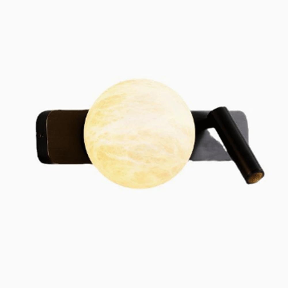 SHUANGZ Rotate Corridor Spotlights,Natural Marble Wall Mounted Lamp Modern Black Luxury Style Wall Sconces,Alabaster Wall Light Fixture,LED Hardwired Wall Hanging Lamp Lighting