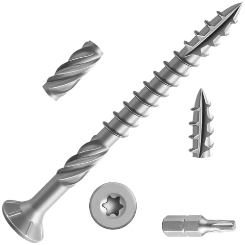 Wensilon #10 * 2-1/4" 304 Stainless Steel Deck Screws, (80pcs) 1 lbs.Exterior Wood Screws, Rust Resistant Epoxy Coated, Bronze, T20 Star Bit