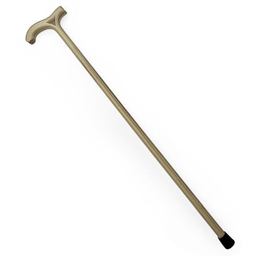 Varnished Natural Wood Classic Derby Walking Stick solid lightweight wooden stick with rubber ferrule for stability and comfort