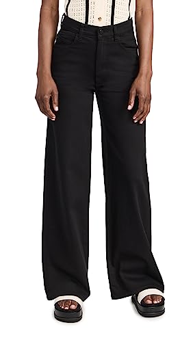DL1961 Women's Hepburn Wide Leg: High Rise Vintage Jeans, Jet Black, 32