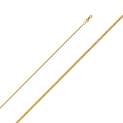 Wellingsale 14K Solid Gold Square Wheat Chains (Select Options)2